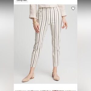 Chico's Cream and Black Striped Chinos brand new never worn has pockets